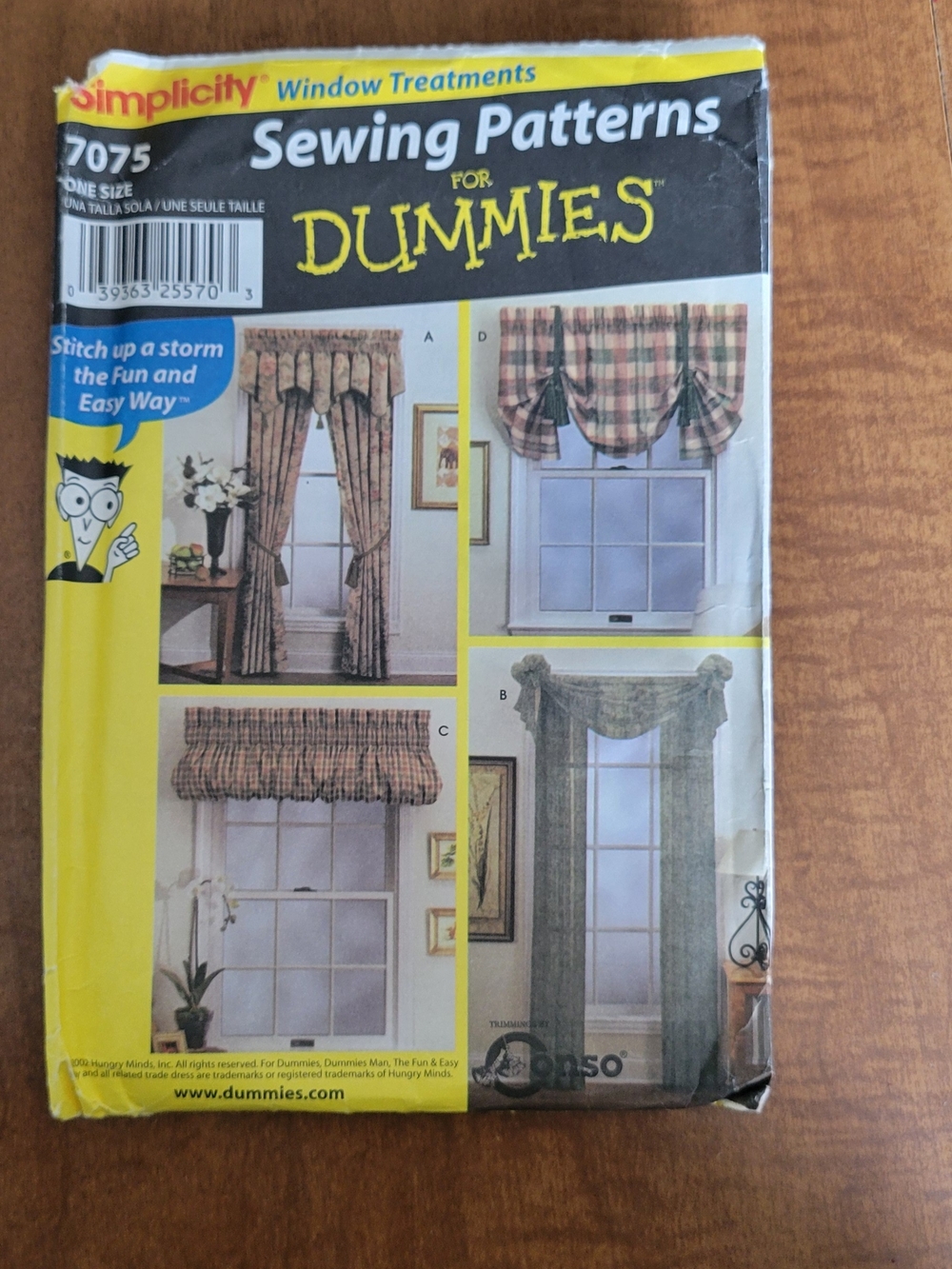 Simplicity Plaid Curtain & Valance Sewing Pattern in Brown and Cream